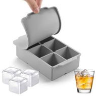 Detailed information about the product BPA Free Jumbo Ice Cube Tray/Big Silicone Square Ice Cube Mold with Lid Perfect for Chilling Drinks and More