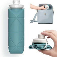 Detailed information about the product BPA Free Silicone Foldable Travel Water Bottle 20oz Dark Green