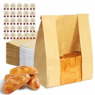 Detailed information about the product Bread Bags for Homemade Bread 25PCS Paper Sourdough Large Bakery Bags with Window Includes 25PCS Label Seal Stickers