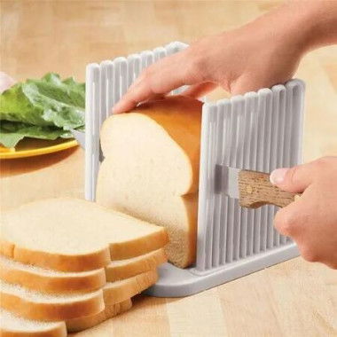 Bread Slicer Adjustable Toast Cutting Guide Foldable Plastic Loaf Slicing Kitchen Homemade Baking Tool White Compact Durable Precision