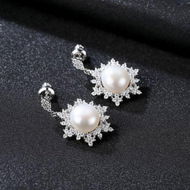 Detailed information about the product Bridal Snowflake Shape Shell Pearl Stud Earrings 925 Sterling Silver Wedding Jewelry