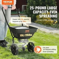 Detailed information about the product Broadcast Spreader, Walk-Behind Turf Spreader with 8' Wheels, Steel Push Fertilizer Spreader, Garden Seeder, and Salt Spreader, Designed for Residential, Farm, and Tough Terrain, Black