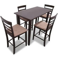 Detailed information about the product Brown Wooden Bar Table and 4 Bar Chairs Set