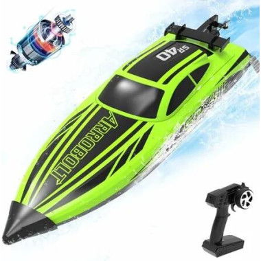 Brushless RC Boats for Men Women, 30+MPH Fast Remote Control Boat with 2 Rechargeable Batteries for Lakes for Men Women, Green