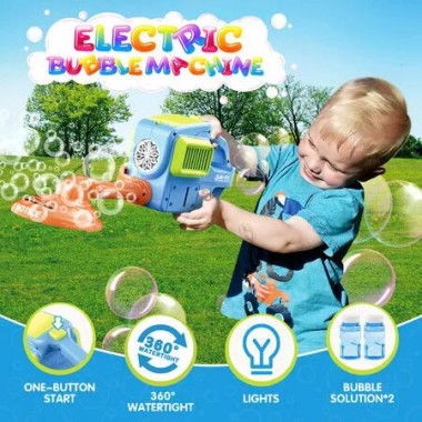 Bubble Gun Machine Electric Lawn Mower Blower Toddler Toy Automatic Outdoor Garden Kids Play Game with Solution Sound Light