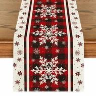 Detailed information about the product Buffalo Plaid Snowflakes Christmas Table Runner,Seasonal Winter Kitchen Dining Table Decoration 13x36 Inch