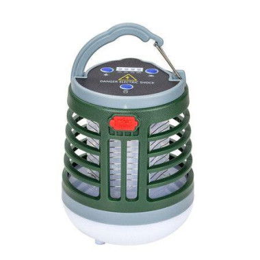 Bug Zapper USB Rechargeable Mosquito Killer Portable Waterproof LED Lantern Camp Light For Home Camping Backyard Patio-Green