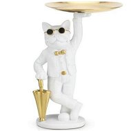 Detailed information about the product Bulldog Statues Home Decor Butler Statue With Tray Storage Key Holder Candy Jewelry Tray-White