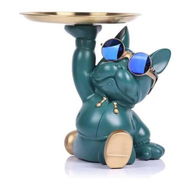 Detailed information about the product Bulldog Tray Statue, Modern Bulldog Butler Statue with Key Tray, for Candy Shelf, Storage Tray Statue, Home Decor,Green