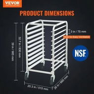 Detailed information about the product Bun Pan Rack 10-Tier Commercial Bakery Racks with Brake Wheels Aluminum Racking Trolley Storage for Half & Full Sheet Speed Rack 660x515x985 mm