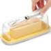 Butter Dish With Lid, Butter Container With Butter Kinfe,Covered Butter Dish For Countertop Or Fridge,Plastic Butter Dishes With Silicone Bottom. Available at Crazy Sales for $19.99