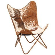 Detailed information about the product Butterfly Chair Genuine Goat Leather Brown And White