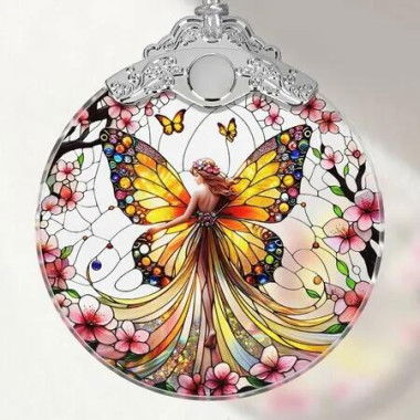 Butterfly Fairy Christmas Ornament, Stained Glass, Tree Decor, Gift Exchange Idea