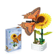Detailed information about the product Butterfly Sunflower Potted Plant Building Block Toy Insect Potted Series Ornaments Childrens Early Education Exquisite Flower Bonsai Building Blocks