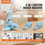 Detailed information about the product Button Maker, 1/1.25/2.28 inch(25/32/58mm) 3-IN-1 Pin Maker, 300pcs Button Parts, Button Maker Machine with Panda Magic Book, Ergonomic Arc Handle Punch Press Kit, For Children DIY Gifts, Blue