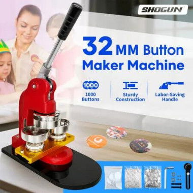 Button Maker Machine DIY Pin Badge Press Punch Making Kit 32mm Free 1000 Round Buttons Parts Circle Cutter Models Crafts Supplies Personalised Gifts