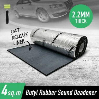 Butyl Sound Deadener Car Deadening Mat Audio Noise Insulation Automotive Shock Proofing Shield Vehicle Vibration Dampening Rubber 2.2mm 4 SQM 50x800cm