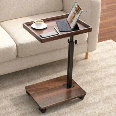 C Table End Table Adjustable Height, 360Â°Swivel TV Tray Table for Small Spaces, Couch Tables That slide under, C Shaped Side Tables living roomfor Sofa,