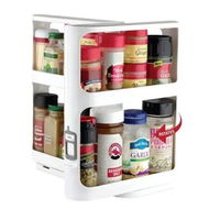 Detailed information about the product Cabinet Caddy Spice Rack Organizer For Cabinet Pull Rotate Kitchen Organizers And Storage 2 Double-Decker Shelves