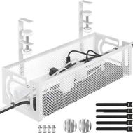 Detailed information about the product Cable Management Under Desk Cable Management No Drill,Metal Cable Organiser with Clamp for Standing Desk,Cord Organiser for Home Office,White