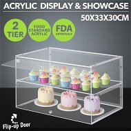 Detailed information about the product Cake Cabinet Display Cupcake Shelf 2 Tier Unit Acrylic Bakery Case Stand Muffin Donut Pastry Model Toy Showcase Countertop Flip-up Door 5mm