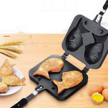 Cake Pan Waffle Pan Cake Pan Bread Waffle Maker Aluminum Alloy Non-stick Waffle Cake Baking Mold Plate (Fish Mold)