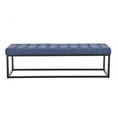 Cameron Button-Tufted Upholstered Bench With Metal Legs - Blue