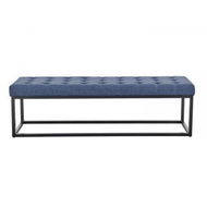 Detailed information about the product Cameron Button-Tufted Upholstered Bench With Metal Legs - Blue