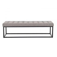 Detailed information about the product Cameron Button-Tufted Upholstered Bench with Metal Legs - Light Grey