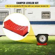 Detailed information about the product Camper Leveler, 14 Pack, HDPE RV Leveling Blocks, Includes Two Curved Levelers, Four Chocks, Four Pads, Two Anti-Slip Mats, One Step & Carry Bag, Heavy Duty Leveler for Camper Up to 35,000 Lbs