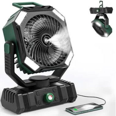 Camping Fan Rechargeable,10000mAh Battery Powered Misting Fan,Portable Battery Operated Tent Air Conditioner for Camping - Glamping Essentials