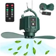 Detailed information about the product Camping Fan With Led Lights, Rechargeable Outdoor Tent Fan With Hanging Hook, Remote Control, 3 Speed And 3 Light Level, 5,200 Mah Battery Powered, Suitable For Tent Travel