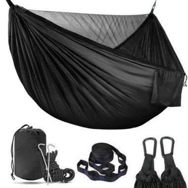 Camping Hammock,Lightweight Double Hammock,Hold Up to 772lbs,Portable Hammocks for Indoor,Outdoor,Hiking,Camping,Backpacking,Travel,Backyard,Beachï¼ˆBlackï¼‰