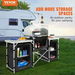 Camping Kitchen Table Folding Outdoor Cooking Table with Storage Carrying Bag Aluminum Cook Station 3 Cupboard & Detachable Windscreen Quick Set-up. Available at Crazy Sales for $249.95