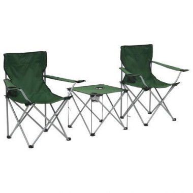 Camping Table And Chair Set 3 Pieces Green