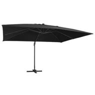 Detailed information about the product Cantilever Umbrella with LED Lights and Aluminium Pole 400x300 cm Black