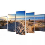 Detailed information about the product Canvas Wall Print Set Sand Beach 200 X 100 Cm