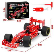 Detailed information about the product Car Building Kits 201Pieces Building Cars Metal Erector Set Racing Car Building Kits Assembly Red Vehicle Kids Boys Chirstmas Birthday Gift