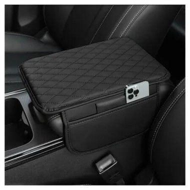 Car Center Console Cover,Microfiber Leather Car Armrest Cover Cushion with 2 Storage Bags,Car Armrest Storage Box Car Interior Accessories (Black)