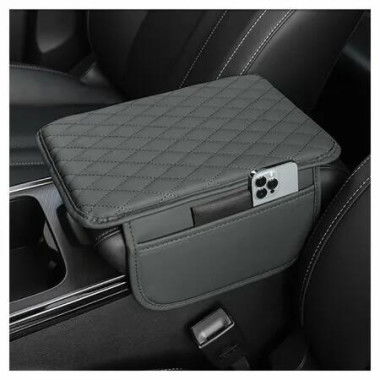 Car Center Console Cover,Microfiber Leather Car Armrest Cover Cushion with 2 Storage Bags,Car Armrest Storage Box Car Interior Accessories (Grey)