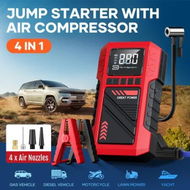 Detailed information about the product Car Jump Starter Pack 4IN1 12V Auto Tyre Inflator Battery Charger Portable Handheld Power Bank Compact Air Compressor Pump Booster Jumper LED Lights