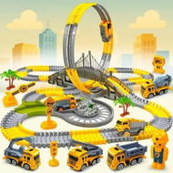 Detailed information about the product Car Racing Track Construction Site Race Track with Looping Construction Trolley - Creative Fun for Small Builders Toy for Children from 3 Years