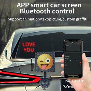 Car Rear Window LED DisplayPixel Display 32X32 Pixel ScreenAPP Control Full-Color Emoticon Panel DIY Emoticon Package Advertising Screen Gift