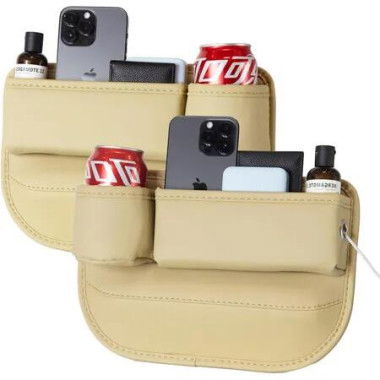 Car Seat Gap Filler 2 Pack,Universal Fit PU Leather Car Seat Gap Plug to Fill The Gap,Car Seat Crevice Blocker,White