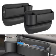 Detailed information about the product Car Seat Gap Filler Organizer with Cup Holder, 2 Pcs Adjustable Leather Car Side Seat Storage Box, Multifunction Interior Storage Organizer
