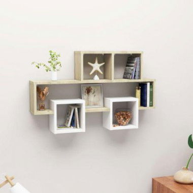 Car-shaped Wall Shelf White & Sonoma Oak 82x15x51 Cm Engineered Wood.