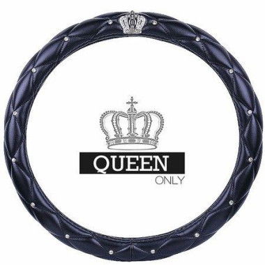 Car Steering Wheel Cover With Honourable Crown Luxurious Bling Diamond Leather - Universal Fit 15