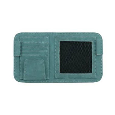 Car Sun Visor Organizer, Small Leather Auto Visor Storage Organizer, Vehicle Multi Pocket Document Holder for License, Card, Pen, Sunglasses (Blue)