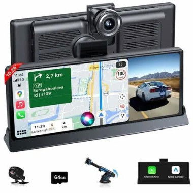 Car Tablet Pro Max 10.26In Car Play Screen Designed for Apple & Android Touchscreen Portable CarPlay Screen with Dash Cam GPS Navigation