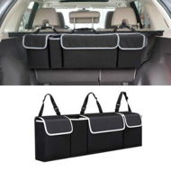 Detailed information about the product Car Trunk Organizer Storage Backseat Hanging Organizer with 4 Pockets for SUV MPV Waterproof Collapsible Black